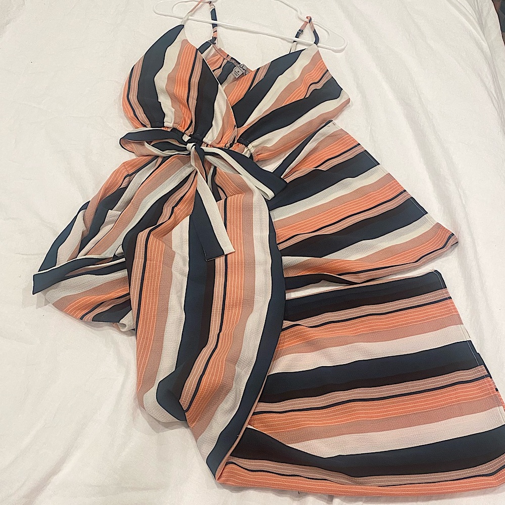 J for Justify Striped Wideleg Jumpsuit, Medium